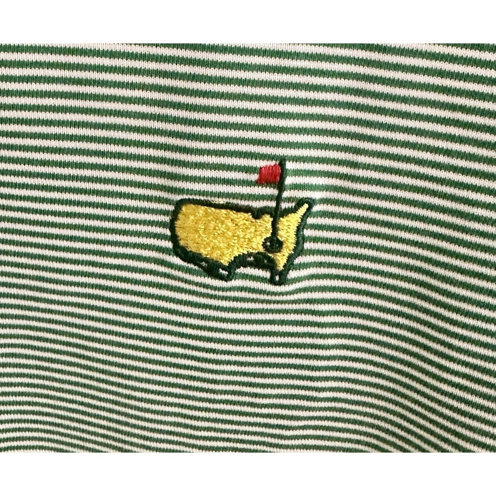 Clubhouse Collection Men's XL L Green White Striped Golf Polo Masters Logo